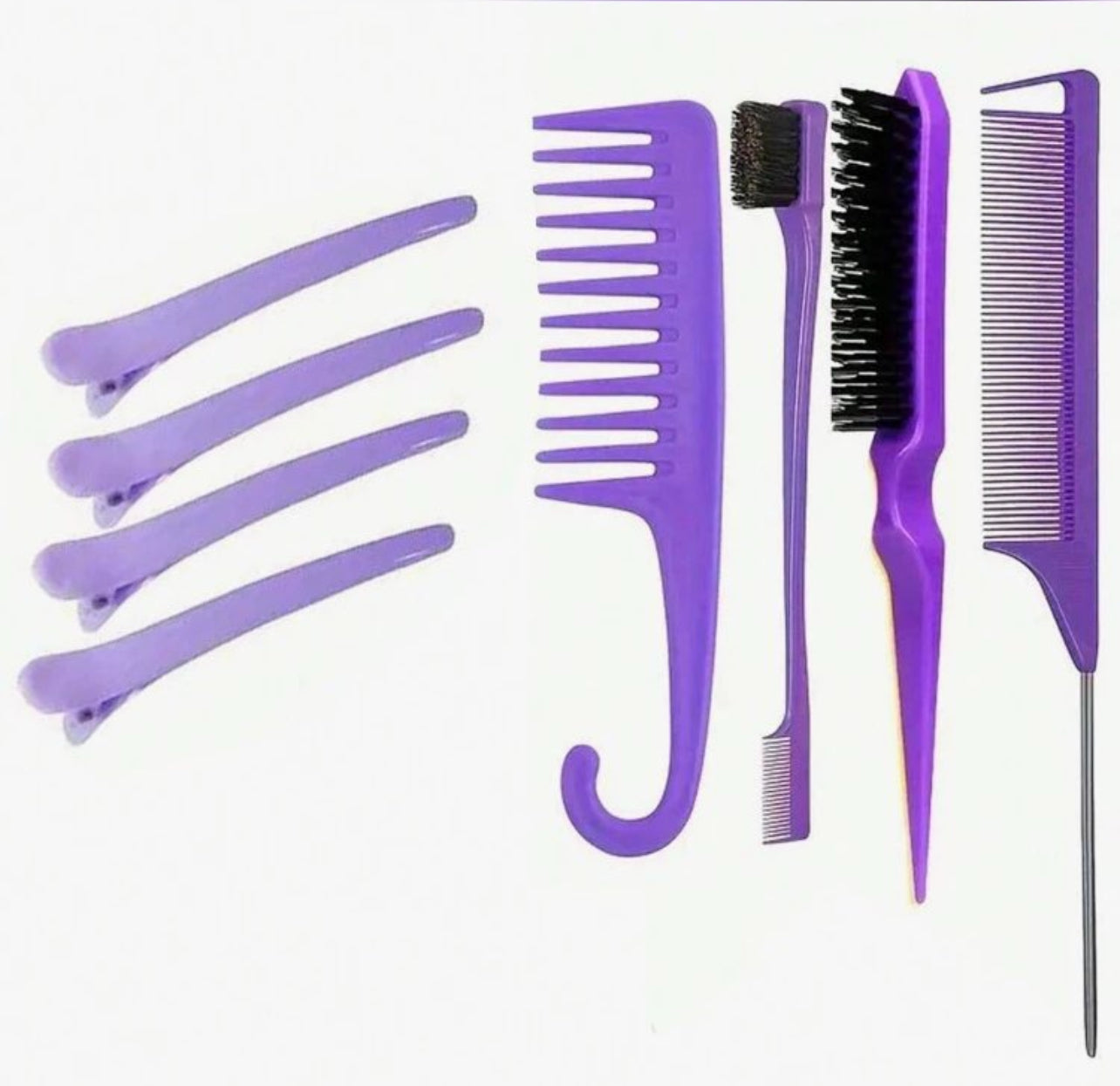8 Pcs Hair Brush With Hair Styling Comb Set