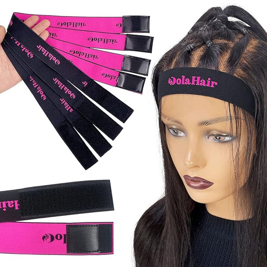 Edge Bands and Hair Wrap Headband for Wigs, Closures & Frontals - Non-Slip Elastic with Brush for Baby Hair