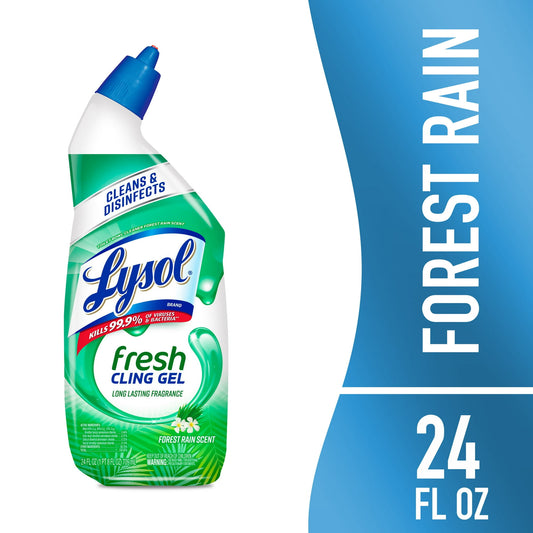 Lysol Cleaning and Disinfecting Toilet Bowl Cleaner Gel, Stain Removal, Forest Rain Scent, 24oz